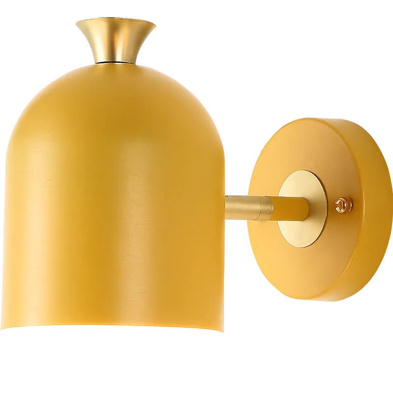 Single-head aluminium wall lamp in blue, green, pink, or yellow for bedside lighting.