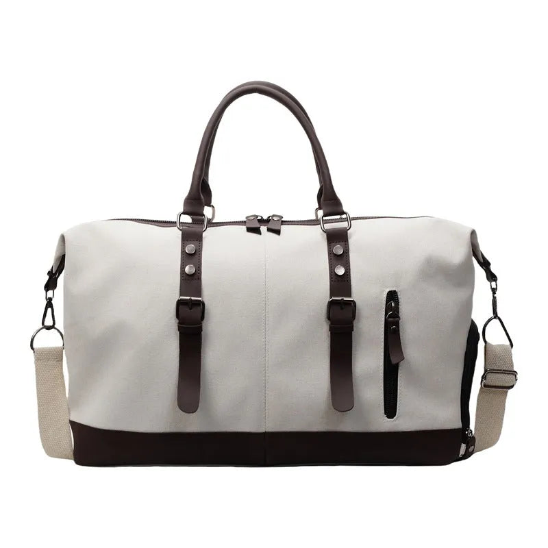 Canvas dry wet separation holdall in black, milky white or green with 20-35L capacity and 16cm carry handles