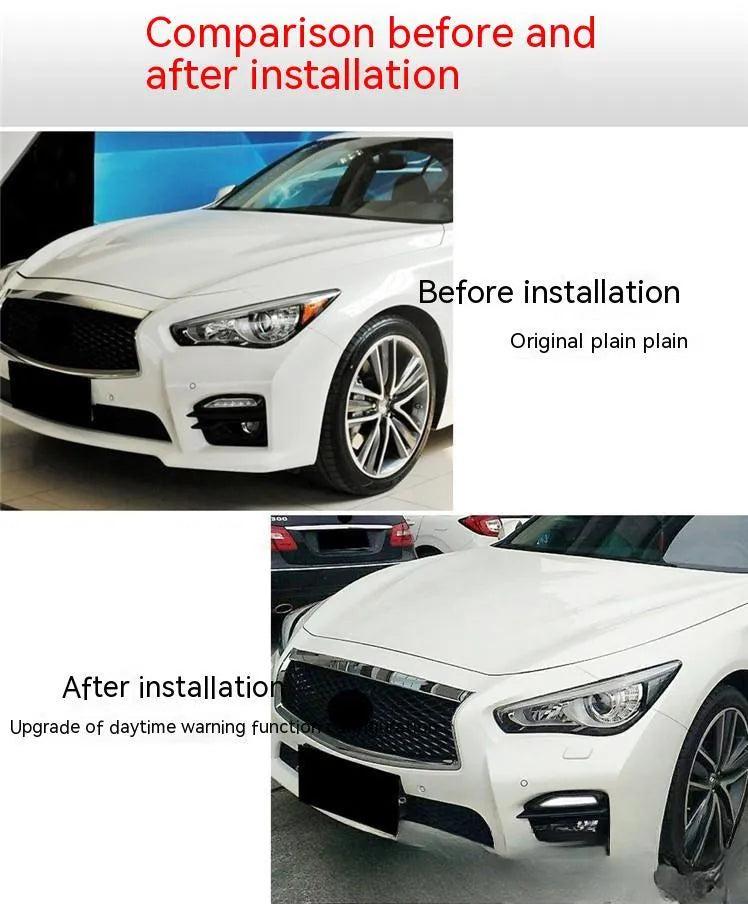 Infiniti Q50 Q70 front bumper LED replacement lamp unit with integrated turn signal, fog and daytime running lights