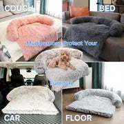 Grey orthopaedic memory foam dog bed with removable cover and non-slip bottom, available in S, M, L sizes