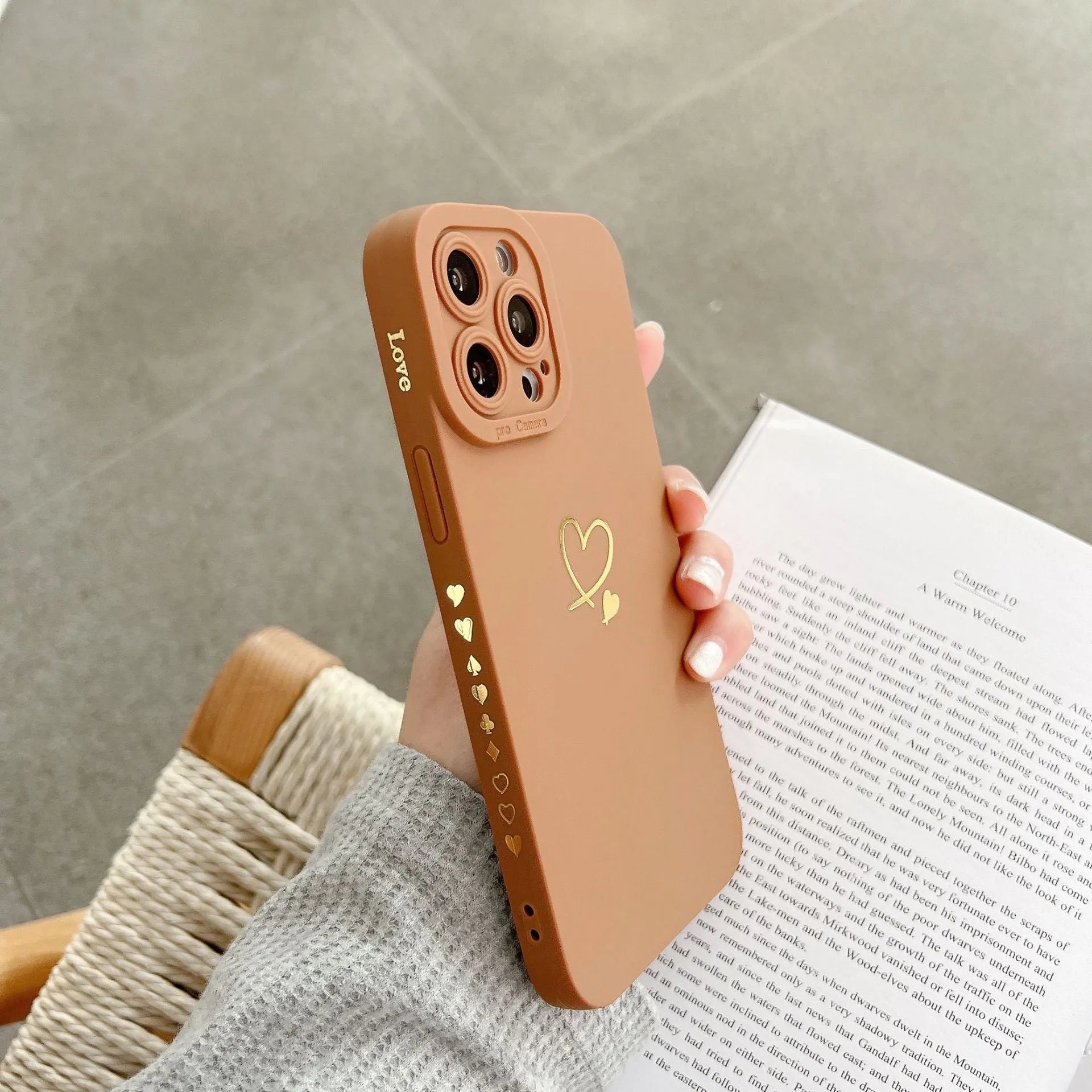 Soft Love TPU shockproof phone case with silicone bumper for Apple iPhone, beige colour