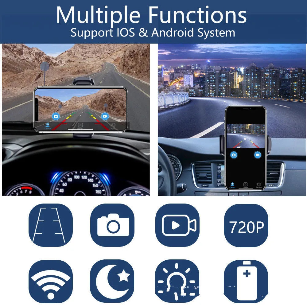Solar wireless charging camera system with magnet suction for vehicle reversing and monitoring in black colour