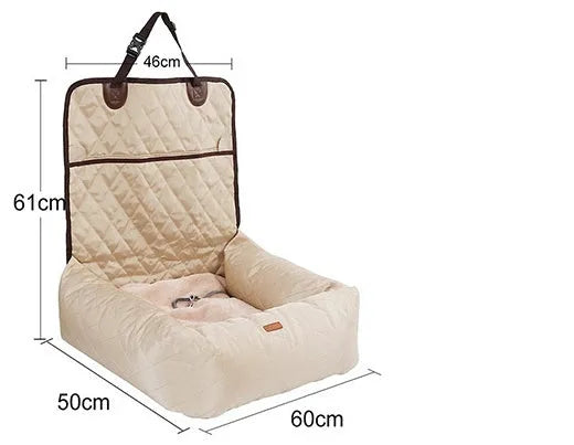 Multifunctional pet car mat and nest made of waterproof non-slip Oxford cloth for dogs, shown in beige, black, and gray options
