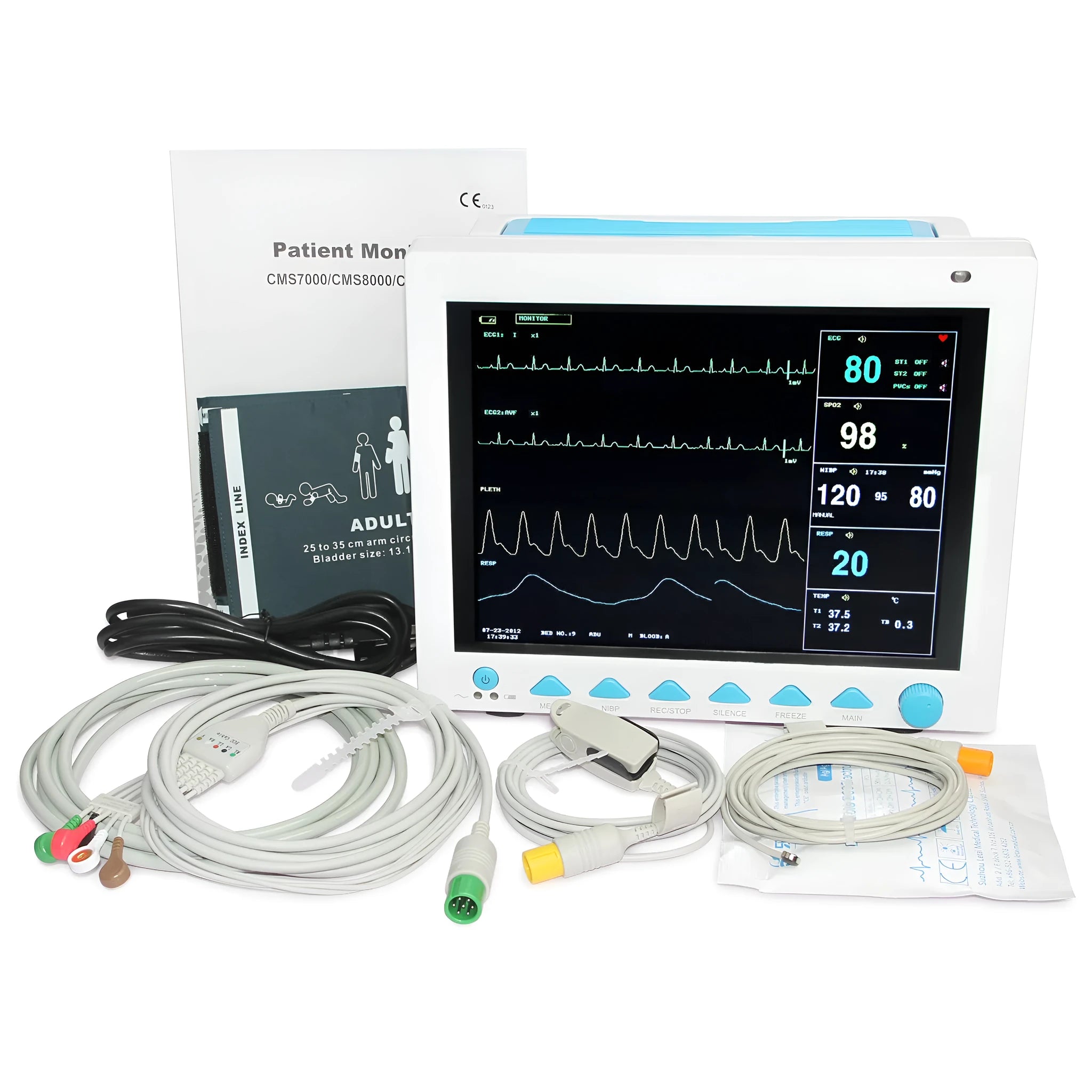 12.1 inch colour TFT LCD vital signs patient monitor CMS8000 with ECG NIBP SpO2 parameters for ICU CCU use