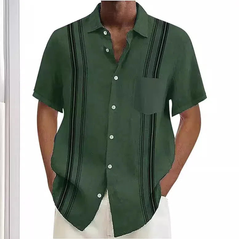Plus size men's digital flower print short sleeve shirt in polyester, cardigan style, regular fit, summer casual