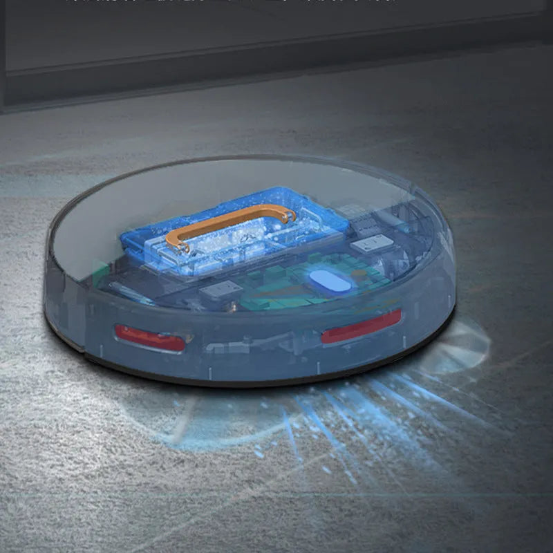 Automatic household sweeping robot in black with brushless motor and 600ml dustbin on hard floor