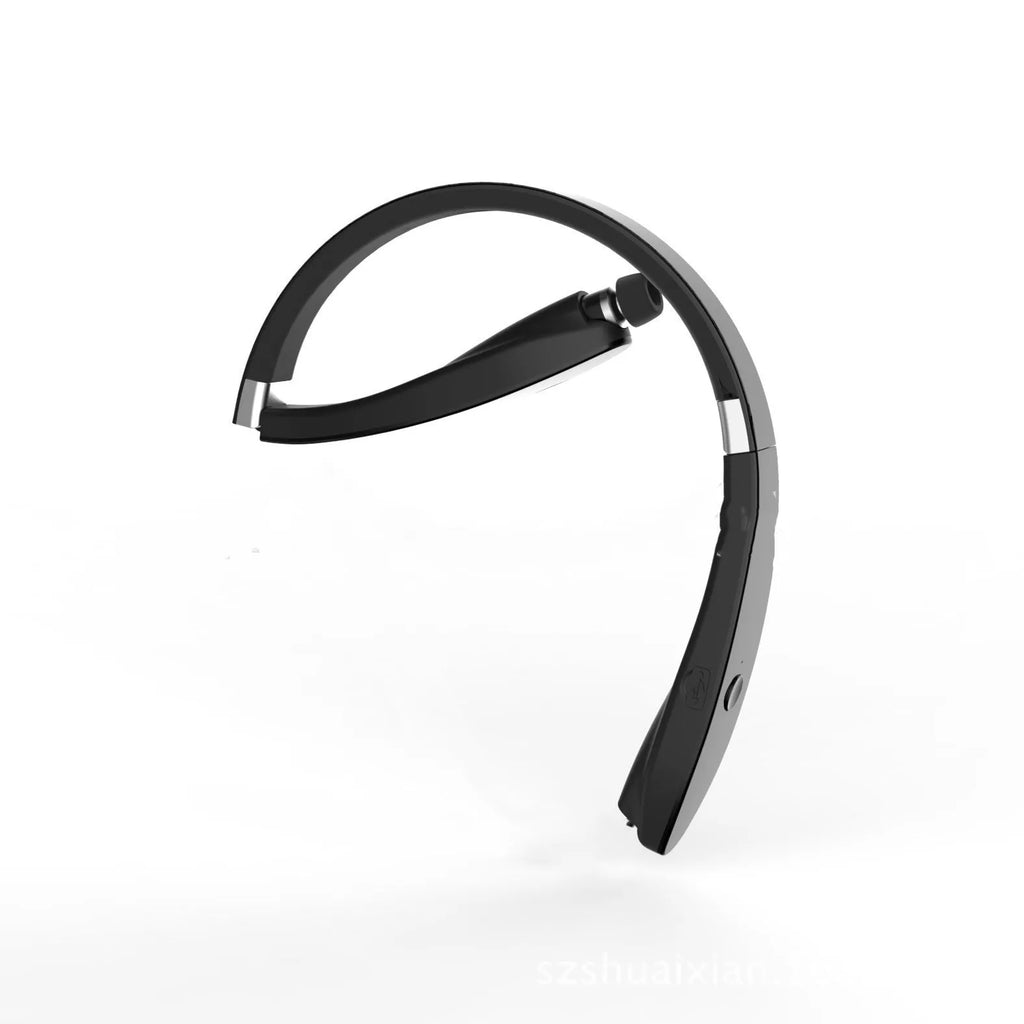 SX991 wireless retractable earbuds Bluetooth 5.0 neckband in black with battery display and retractable earphones