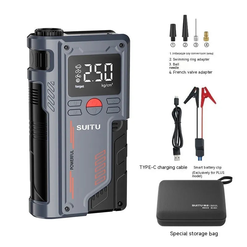 Wireless lithium battery emergency jump starter power supply with ABS housing and multifunctional design