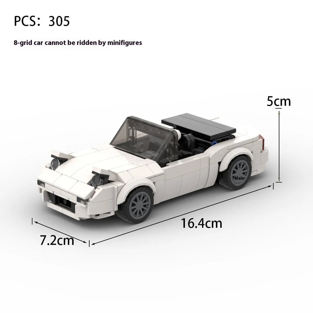 Small particle plastic building blocks sports car model in red colour 16.4 cm long