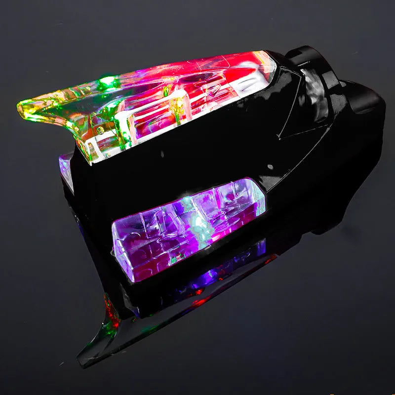 Wind energy LED car decoration light in black, 140x65x65mm, with stick-on waterproof tape for car body