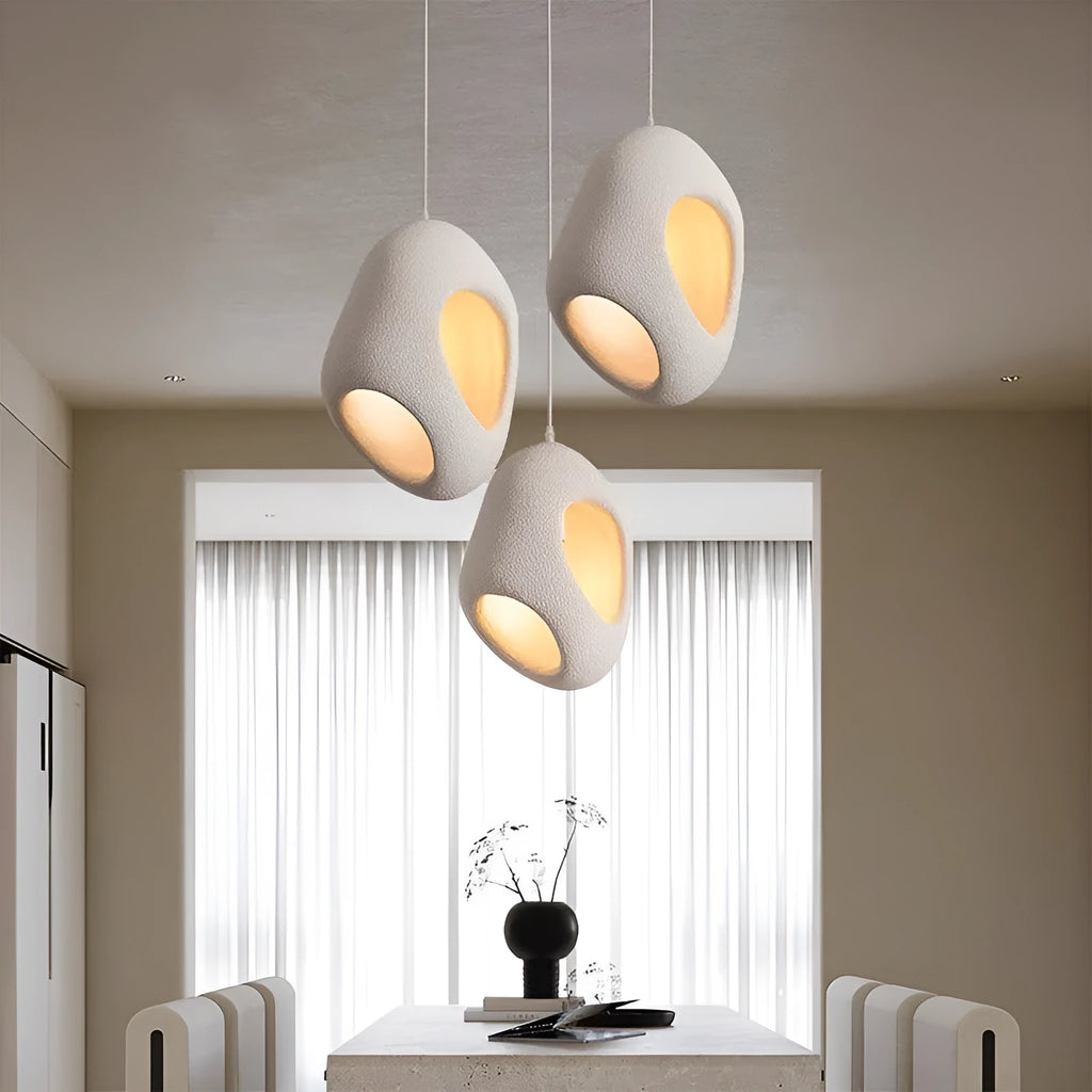 Creative single head retro ceiling light in high density polystyrene, white finish, with E27 bulb holder