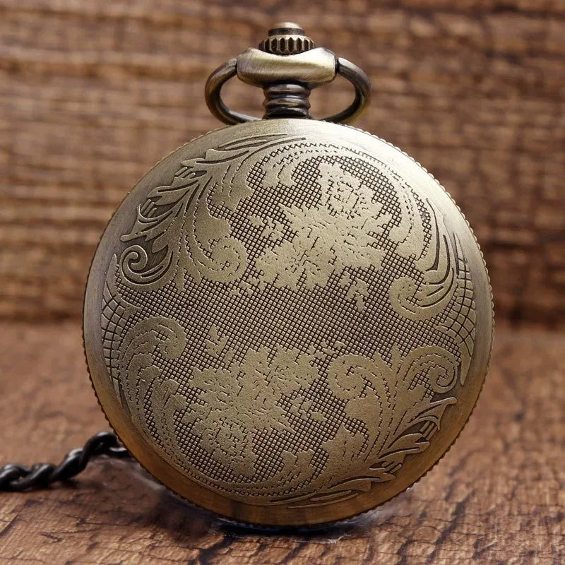 Classical retro ceramic skull pocket watch with alloy case 4.7cm bronze skull detail and chain