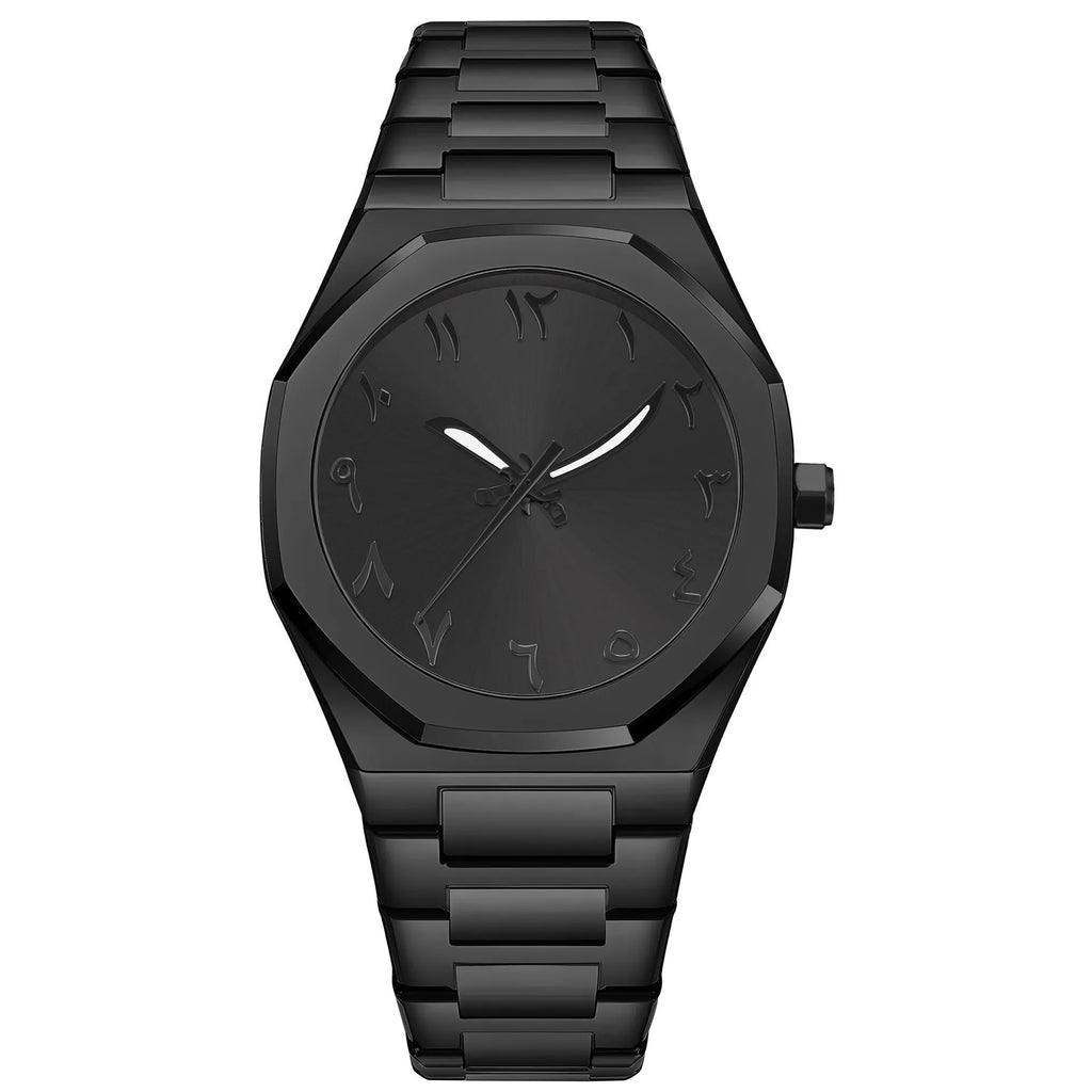 Men's business casual quartz watch with steel bracelet showing slim 10mm case profile