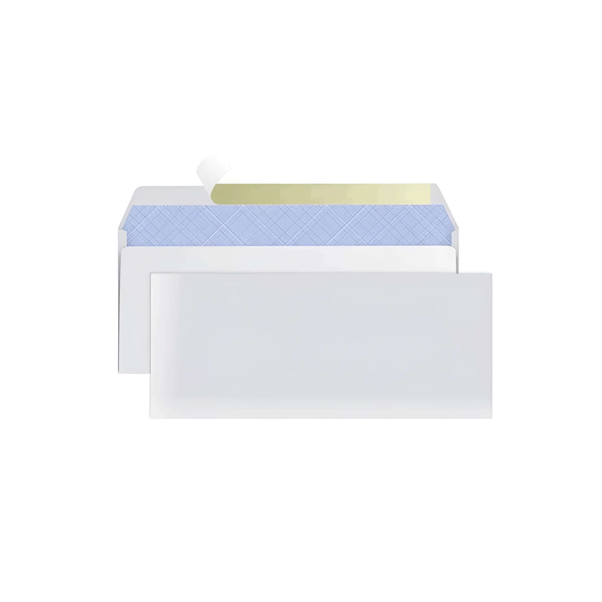 Blue tamper-evident confidential envelope with self-adhesive flap, dimensions 105mm by 240mm.