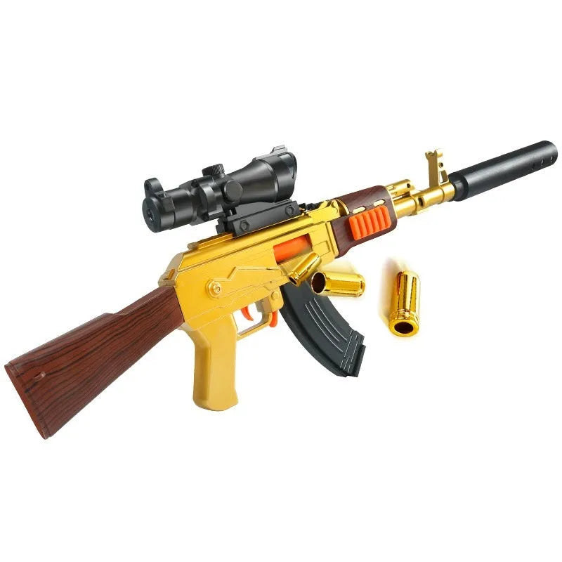 Children's plastic soft bullet gun toy in Silver with soft foam ammunition for safe play