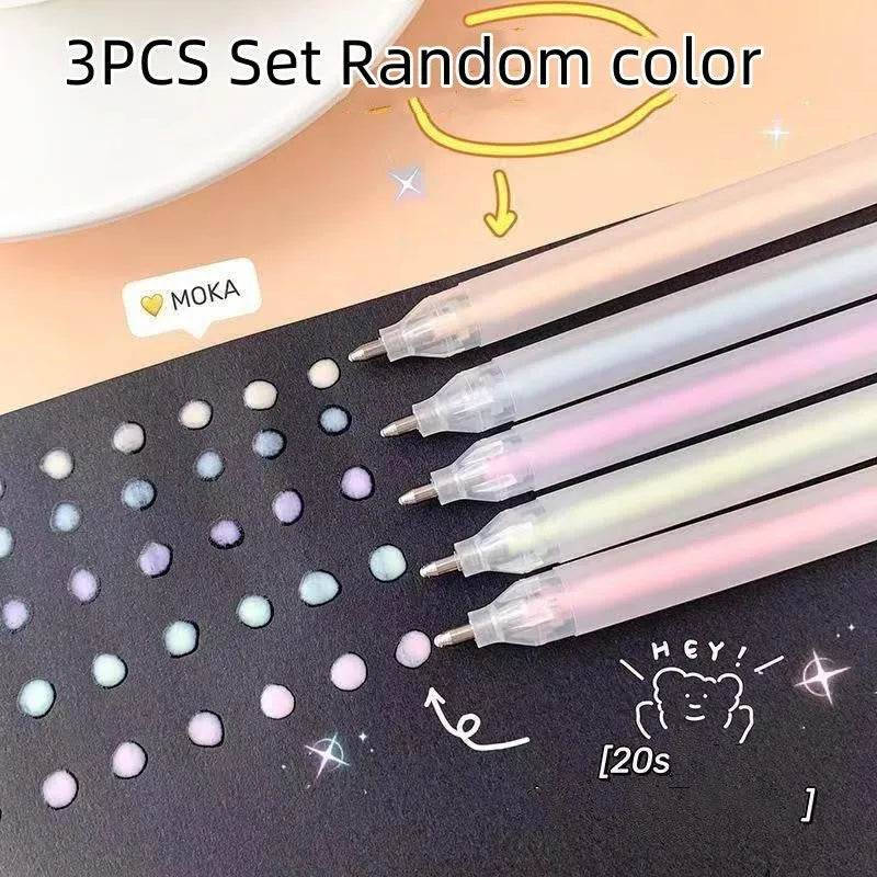 Macaroon coloured quick-dry dispensing pen with cap-pulling design