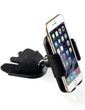 Car CD slot snap-on phone holder bracket for 3-6.5 inch smartphones with 360-degree rotation