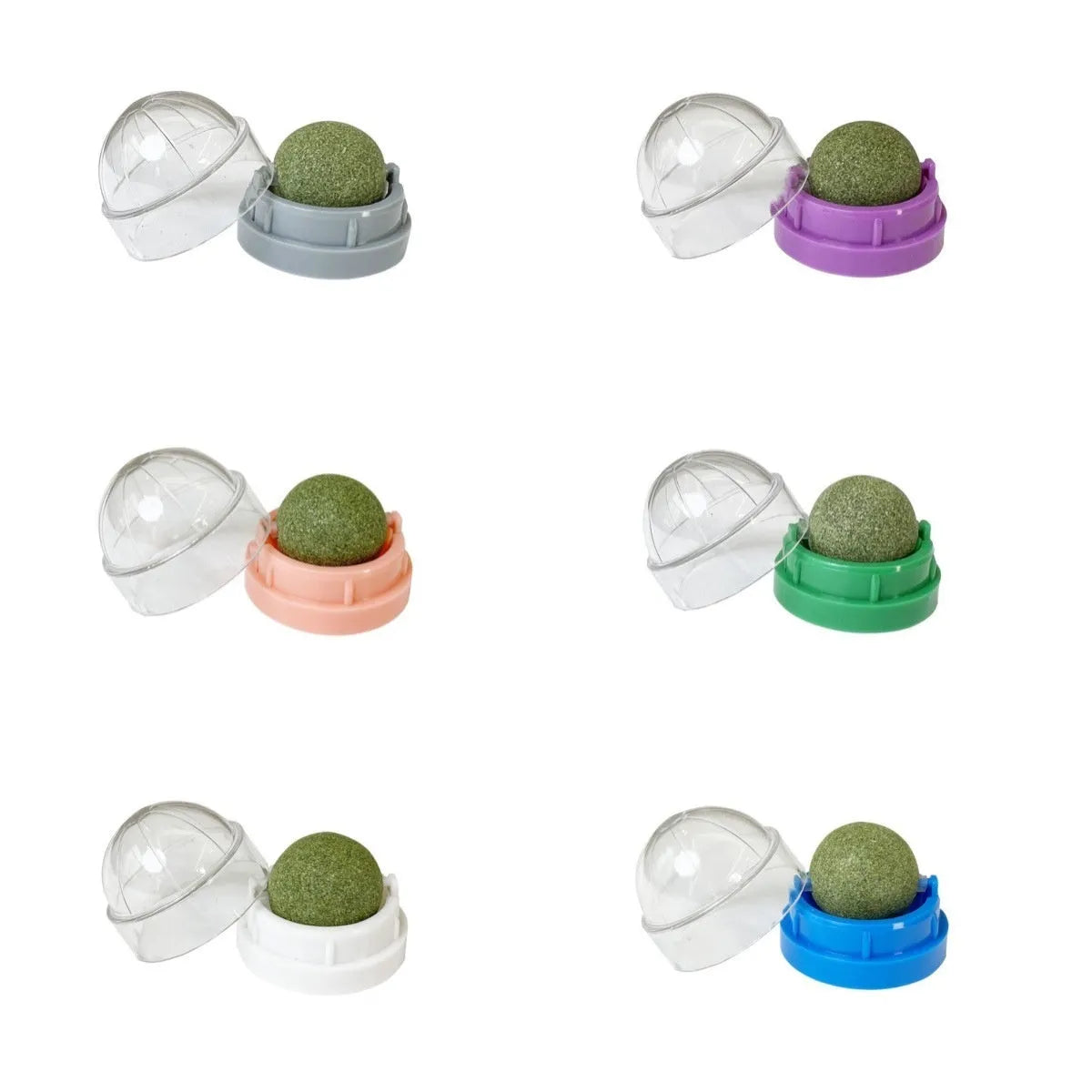 Plastic catnip ball cat toy for molar teeth cleaning in multiple colours and flavours