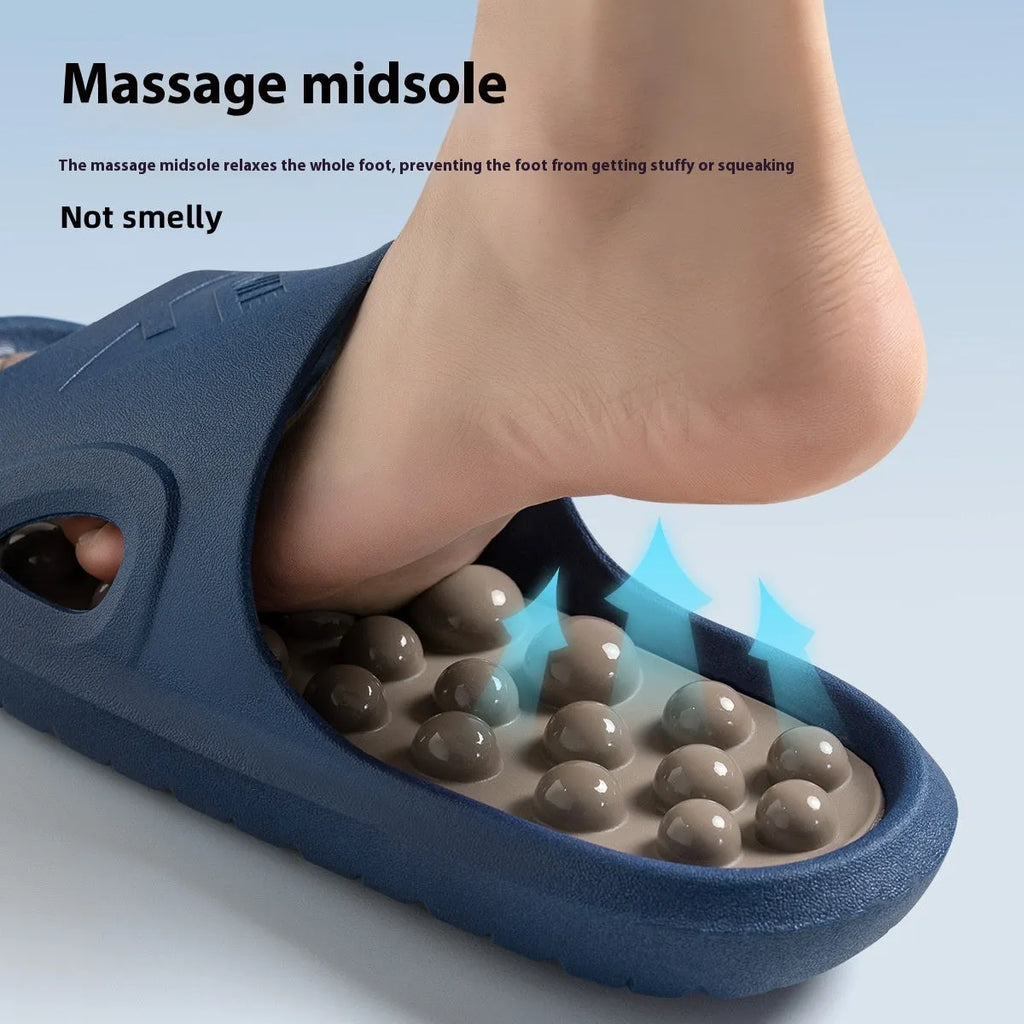 Non-slip PVC ball massage sandals with grape-particle nodes for bathroom use, purple colour