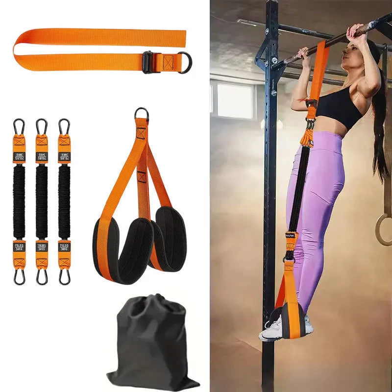 Household outdoor pull-ups auxiliary strap suit in black, TPE material, for fitness enthusiasts