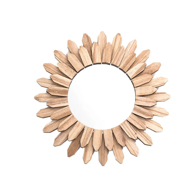 European-style solid wood round hanging wall mirror with a baked colour frame.