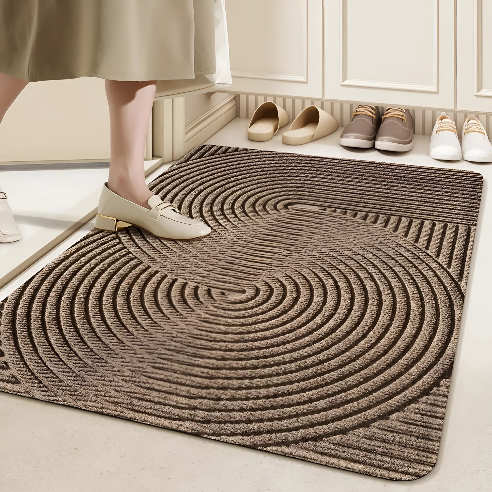 Alien-shaped silk ring door mat with cartoon anime pattern in blue colour