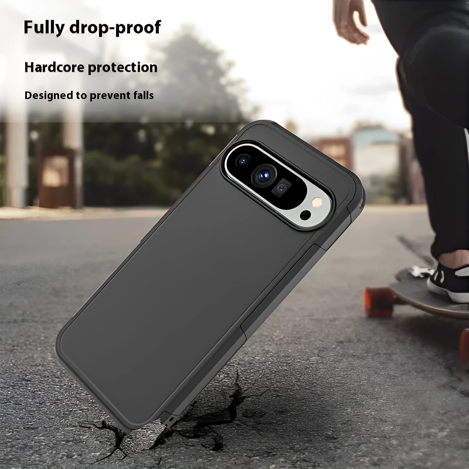 Black TPU drop-resistant phone case for Google Pixel 9 Pro and Pixel 9 Pro XL