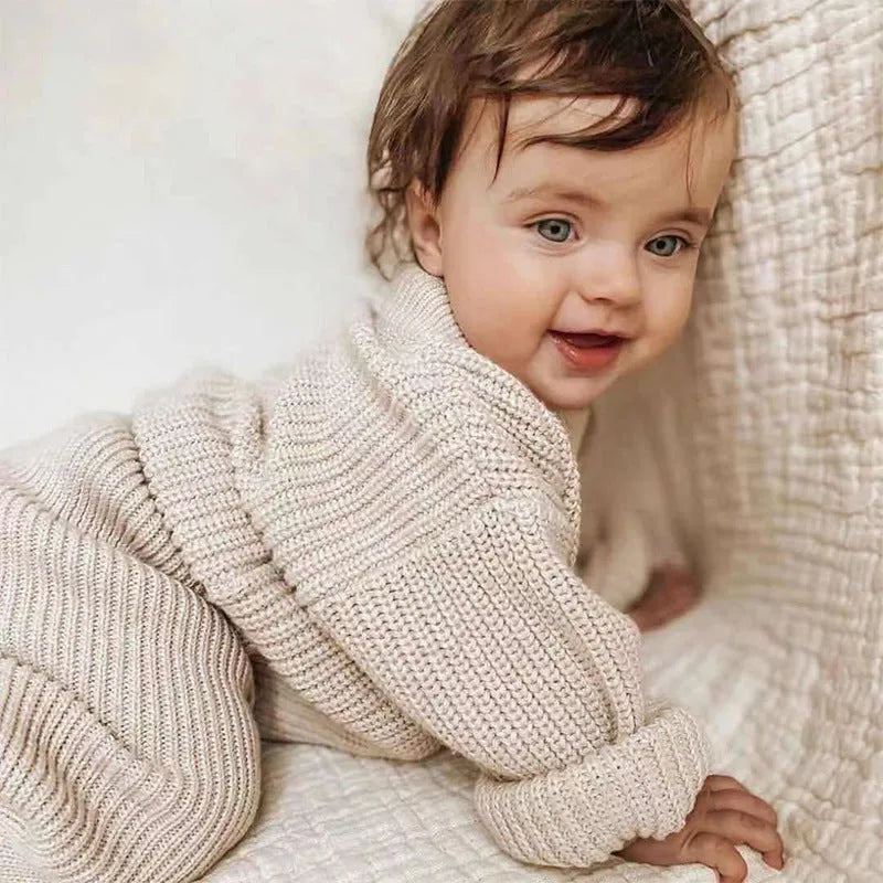 Long-sleeved solid colour apricot Korean kids base sweater pullover for infants and children 80-120cm