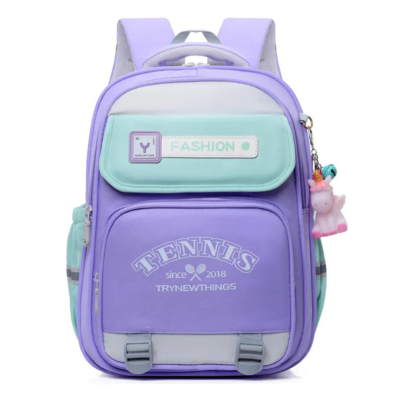 Large capacity nylon student schoolbag in childlike cute style with letter printing and airpillow straps