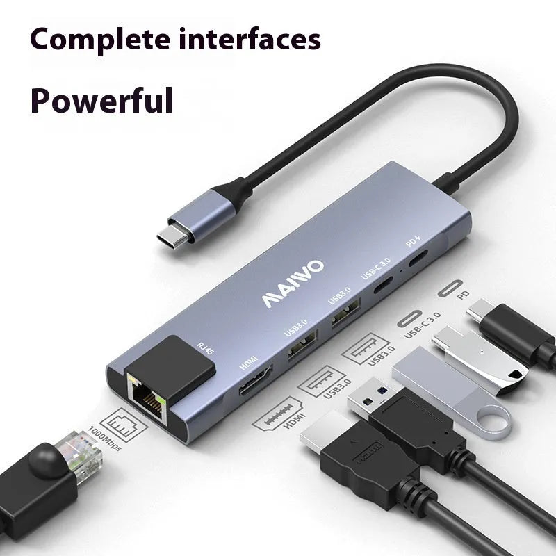 Aluminium Steam Deck docking station with six ports including HDMI, Ethernet, and USB 3.0, shown with a 15cm cable.