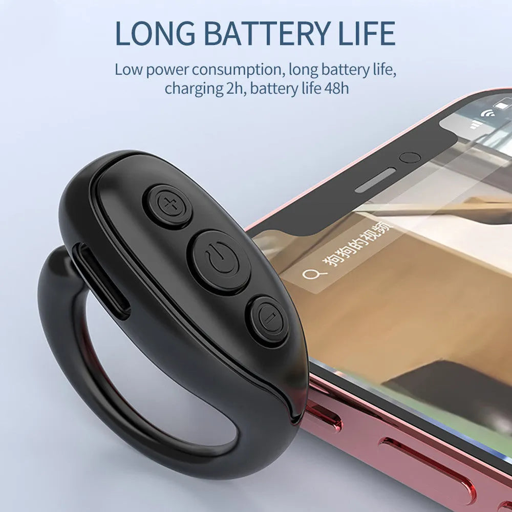Mobile phone Bluetooth remote control in black, white, and pink with 50mAh battery and V5.3 chip