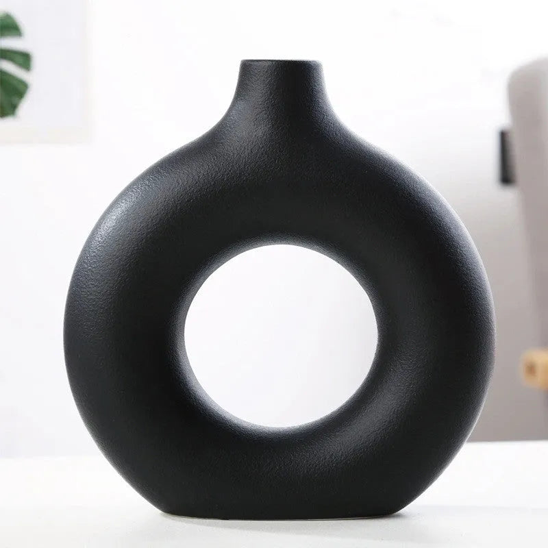 Porcelain biscuit vase with frosted texture for flower arranging in modern design