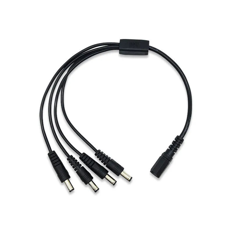 Black 0.39 metre DC power cable with 1-to-4 split for monitoring equipment