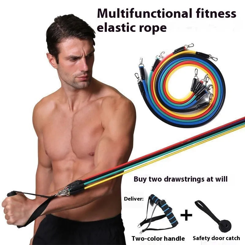 Door sports multi-functional 11-piece set with pulling rope and ABS plastic components.