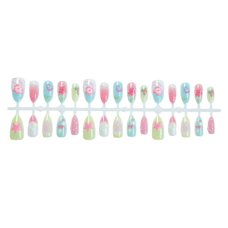 Women's 3D flower butterfly love nail sticker set plastic 30 bits various colours
