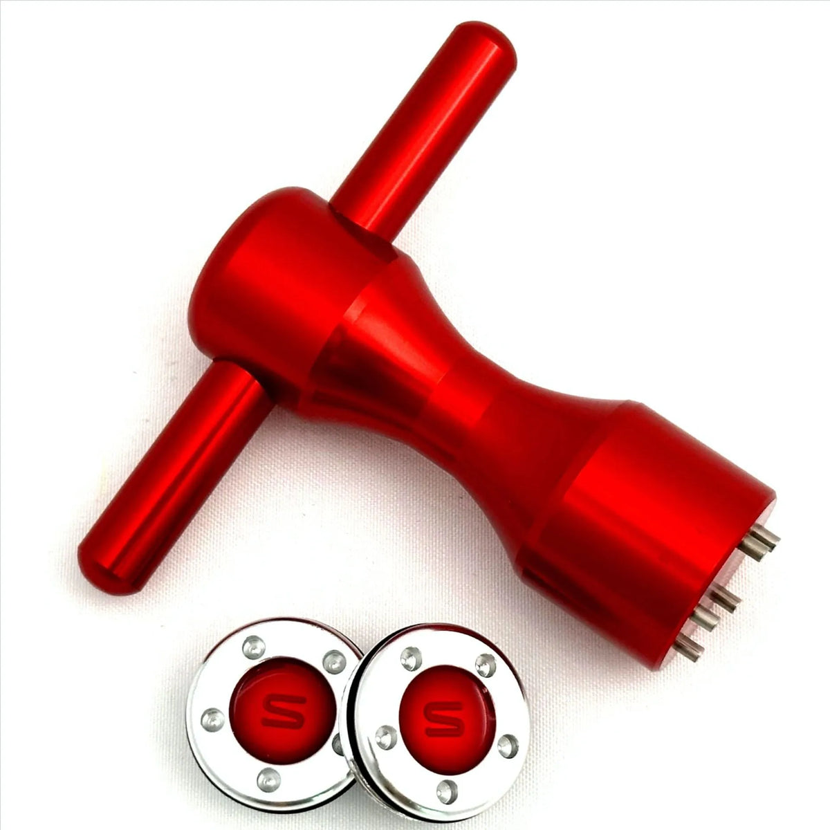 Big Tooth Red Putter Screw Set with tungsten steel screws and aluminium alloy wrench
