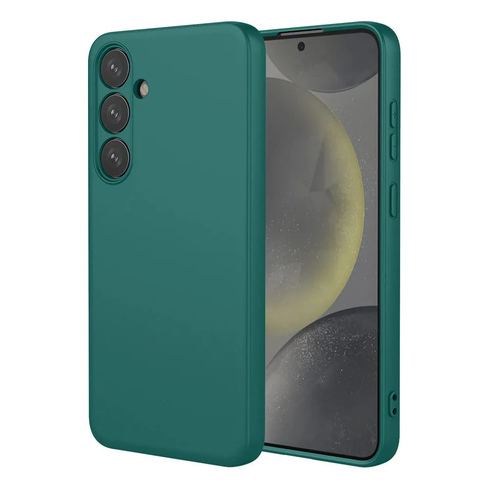 Skin feel liquid silicone TPU phone case for Samsung in black, 2.0mm thick, spray-coated finish
