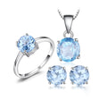 Silver women's stud earrings necklace and bracelet set with pendant 15mm ring 7mm