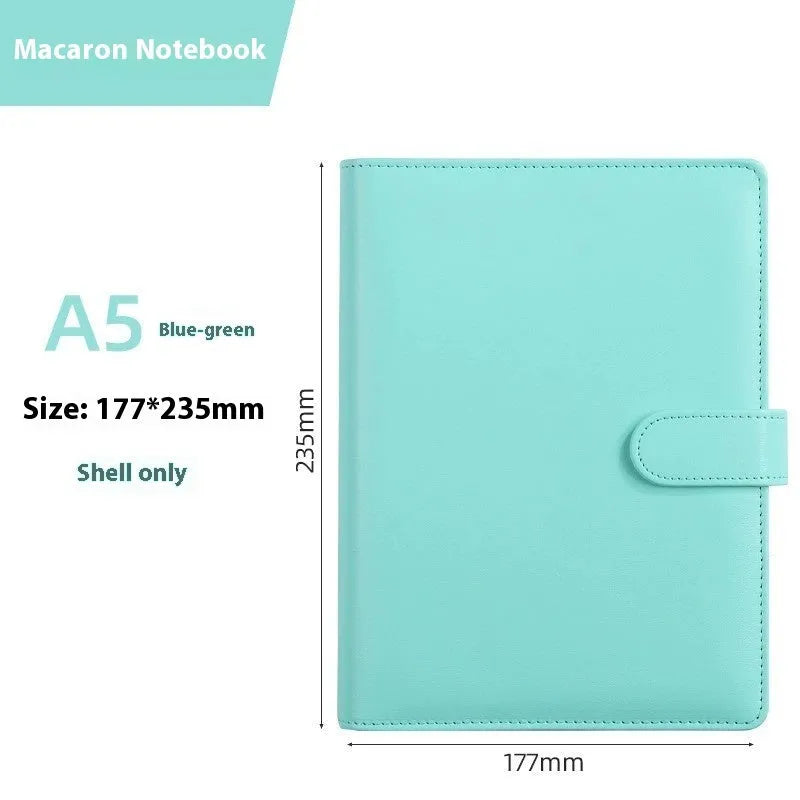 A5 PU leather zipper binder shell in solid colour with zip closure, flat lay view