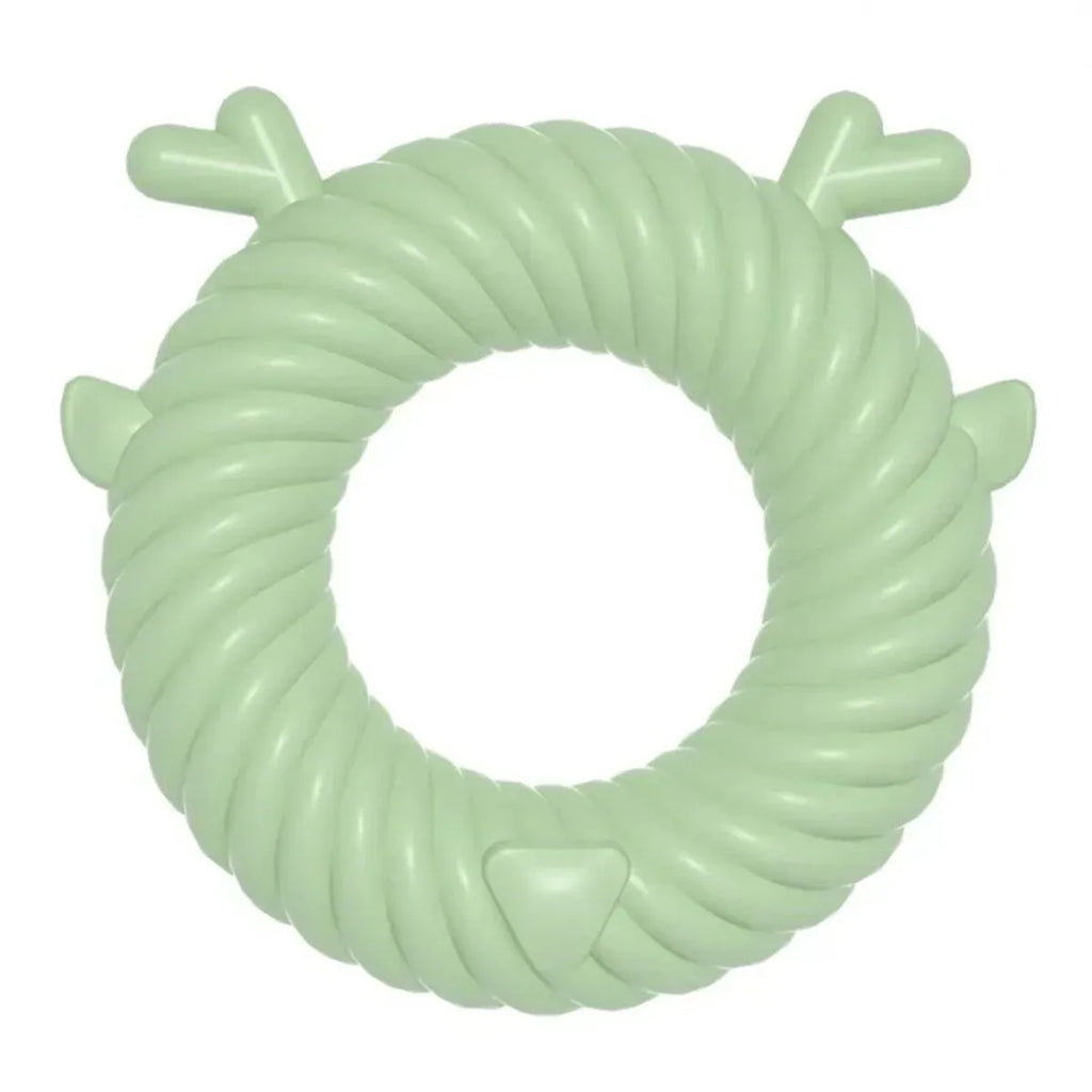 Deer-shaped TPR dog chew toy in light blue with spiral groove design for teeth cleaning.