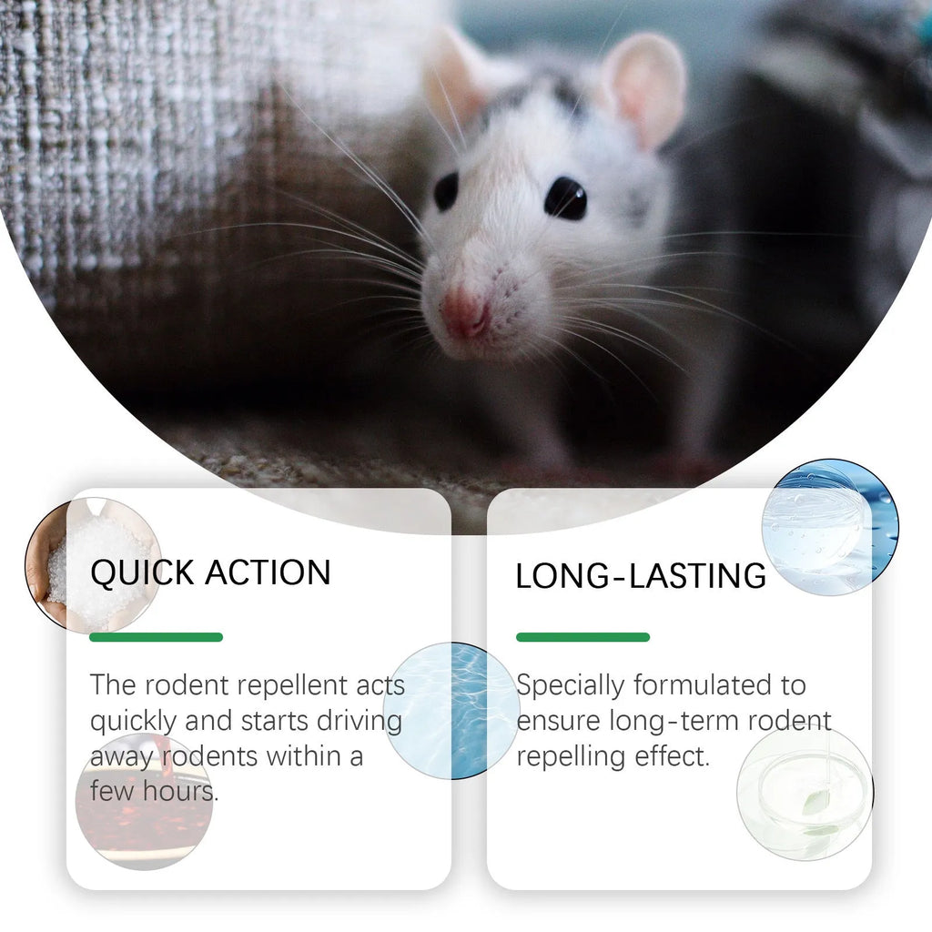 Outdoor mint-flavoured rat repellent spray 150ml bottle with peppermint and chili essential oils