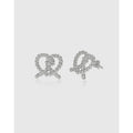 S925 sterling silver stud earrings with love twist cross-knotted geometric design in gold finish