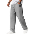 Men's waffle knit straight-leg trousers in gray, cotton blend with drawstring waist, houndstooth pattern