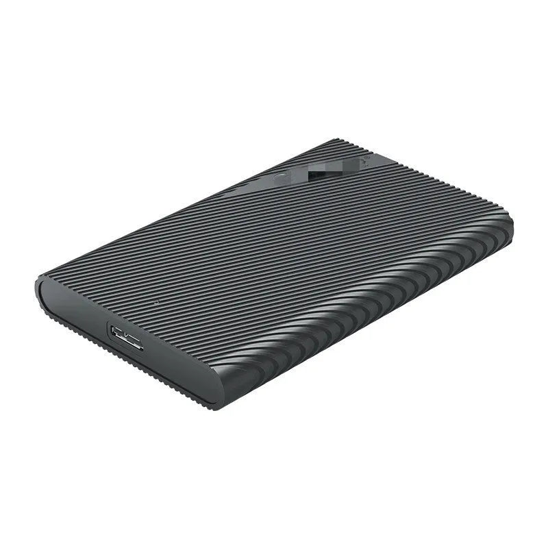 Black ABS 2.5-inch USB 3.0 hard drive case for SSD and HDD, 128mm length, 80mm width, 15mm height, with data cable