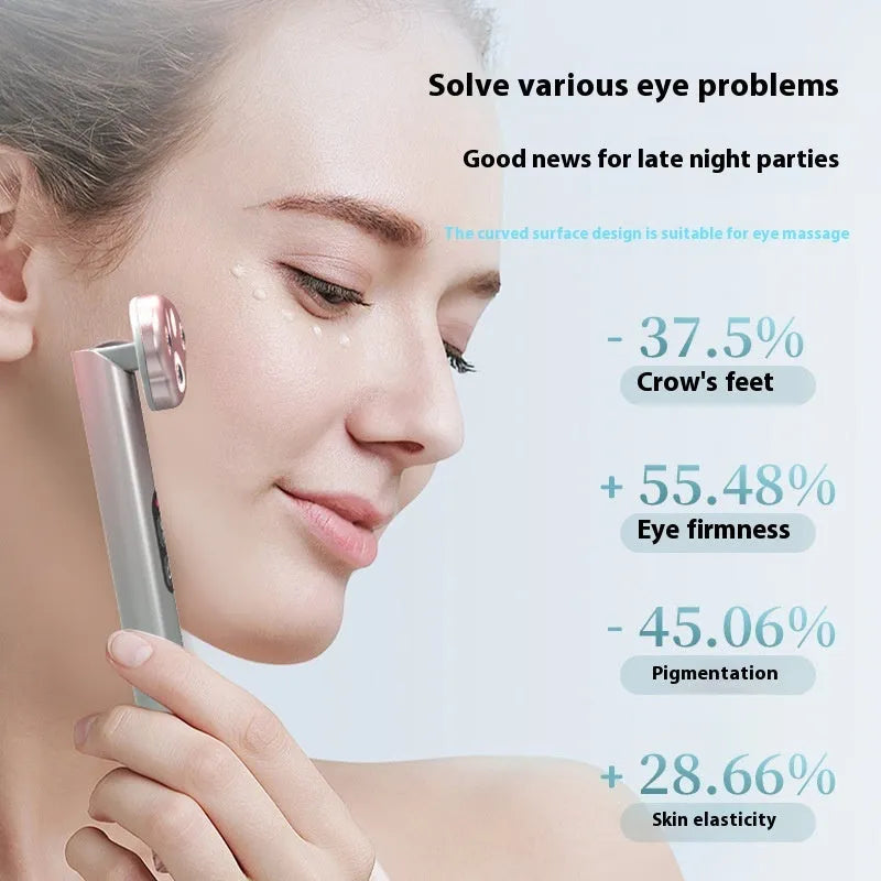 Gradient pink cat's paw shaped eye massager with micro-current vibration and light therapy functions
