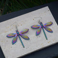 Colourful alloy rainbow dragonfly keychain with 60cm snake chain necklace and earrings set
