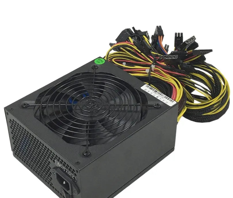 Black server power supply unit with multiple cable connectors for AMD CPU systems