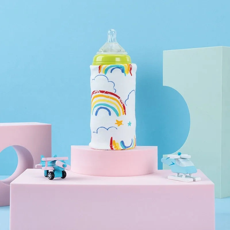 USB milk warmer insulated bag, 28cm x 13cm, cotton spandex, 5V bottle heater cover for pram travel
