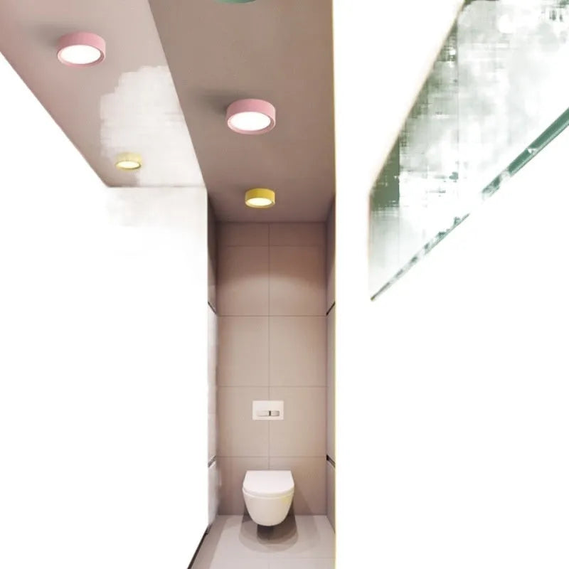 LED ultra-thin surface mounted downlight with adjustable colour temperature in various shell colours