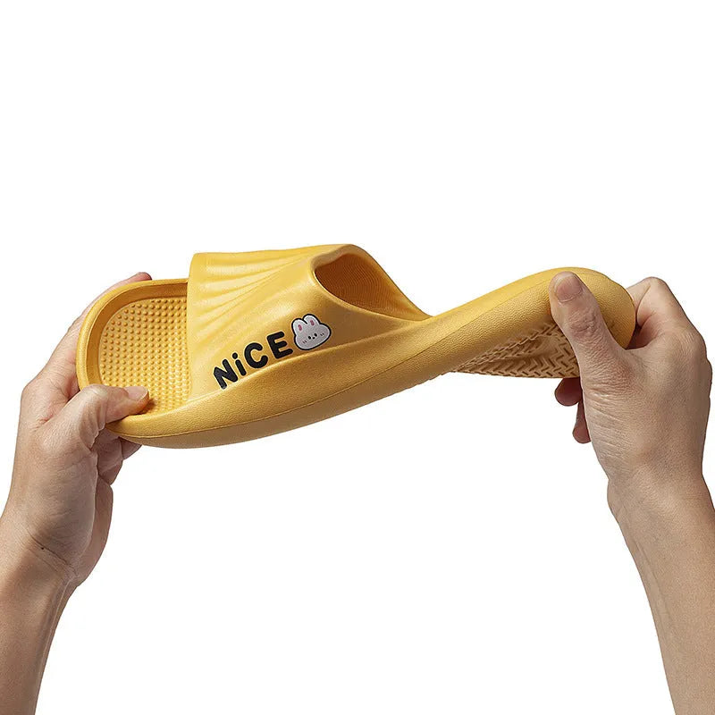 Adult EVA bathroom slippers with cartoon pattern in multiple colours